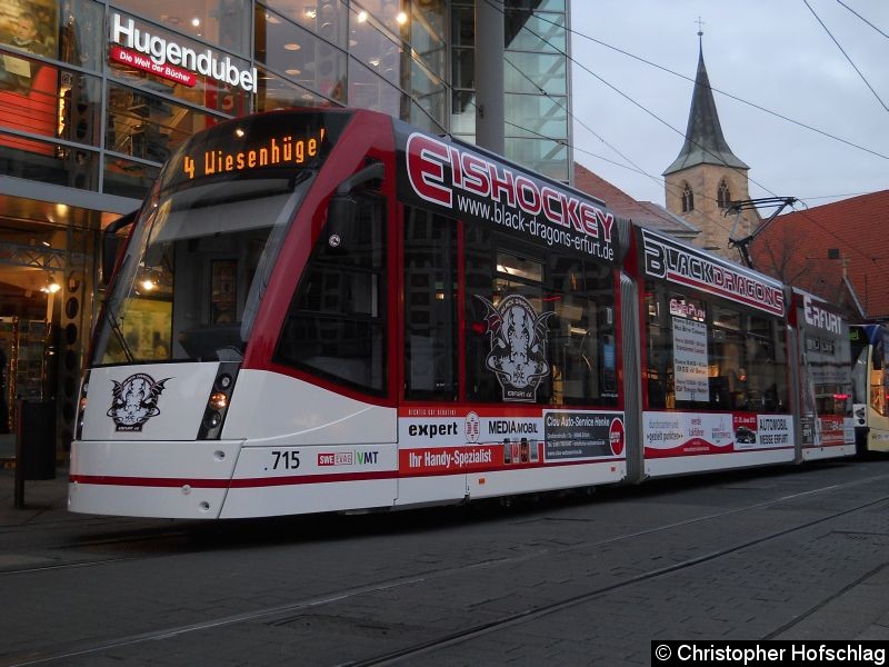 Bild: TW 715+645 am Anger auf der Linie 4.