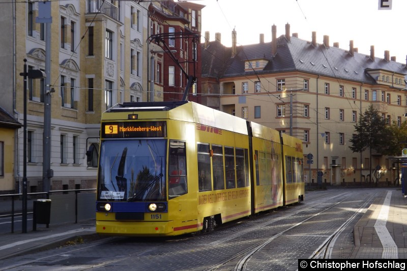 Bild: An der Haltestelle Eutritzscher
Markt als Linie 9.