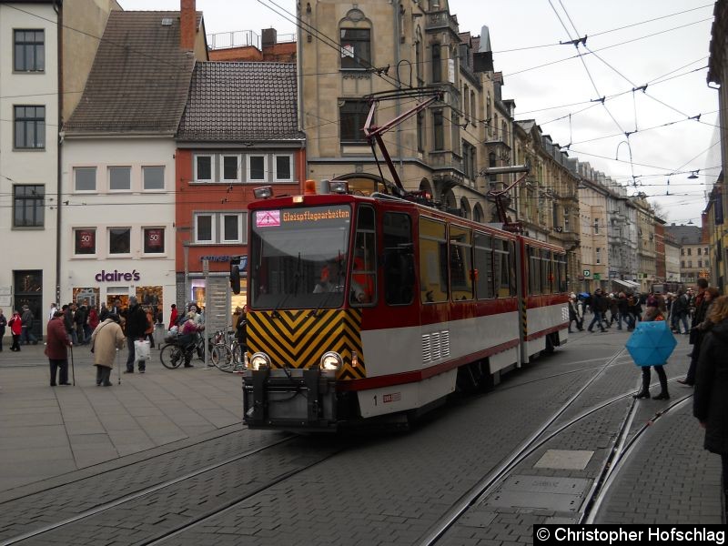 Bild: ATW als Gleispflegewagen am Anger.