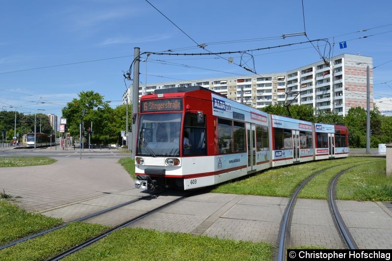 Bild: TW 603 als Linie 6 am Gleisdreieck Warschauer Straße.