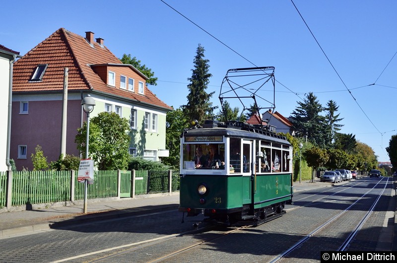 Bild: Wagen 23 kurz vor der Haltestelle Wagenhalle.