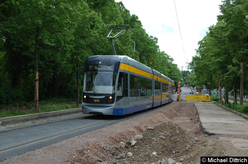 1213 als Linie 11E in der Bornaischen Str. zwischen den Haltestellen Raschwitzer Str. und S Connewitz. Bild: 1213 als Linie 11E in der Bornaischen Str. zwischen den Haltestellen Raschwitzer Str. und S Connewitz.