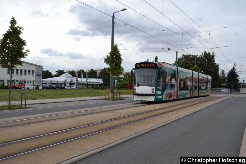 Bild: TW 635 als Linie 6 kurz vor der Haltestelle Mittelhäuser Straße.