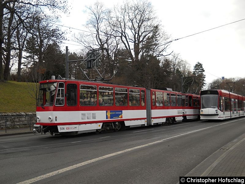 Bild: TW 506+525+524 auf der Linie 3 in Beriech Stadtpark.