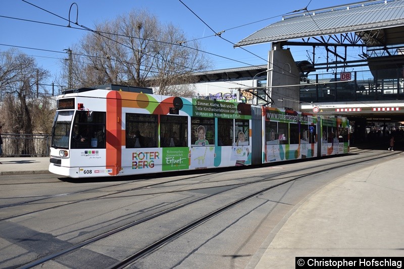 Bild: TW 608 als Linie 6 am Stadtparkkopf/Hauptbahnhof in Richtung Steigerstraße