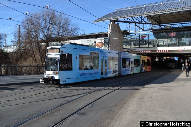 Bild: TW 602 als Linie 6 am Stadtparkkopf/Hauptbahnhof.