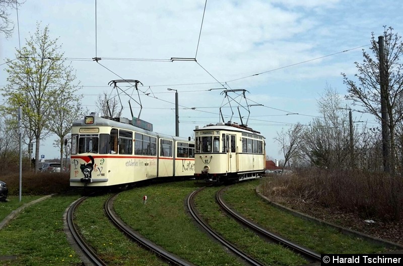 Bild: HTW 190 und 92 in der Schleife Hauptfriedhof.