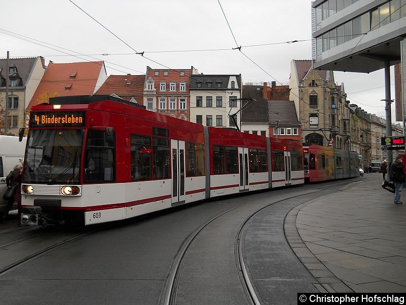 Bild: Haltestelle Anger als Linie 4 in Richtung Bindersleben über Domplatz Süd.