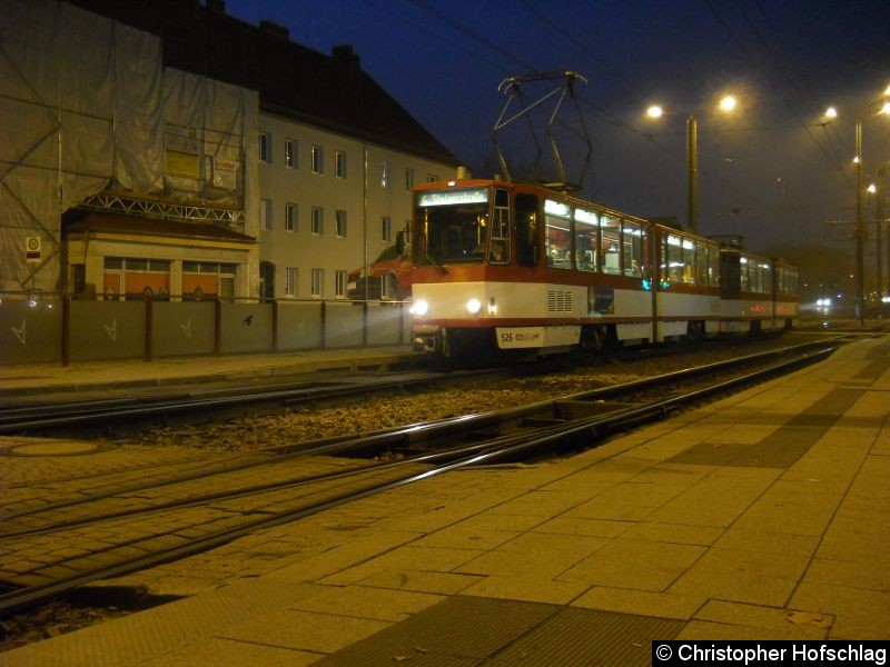 Bild: TW 526+405 auf der Linie 6 am Klinikum.