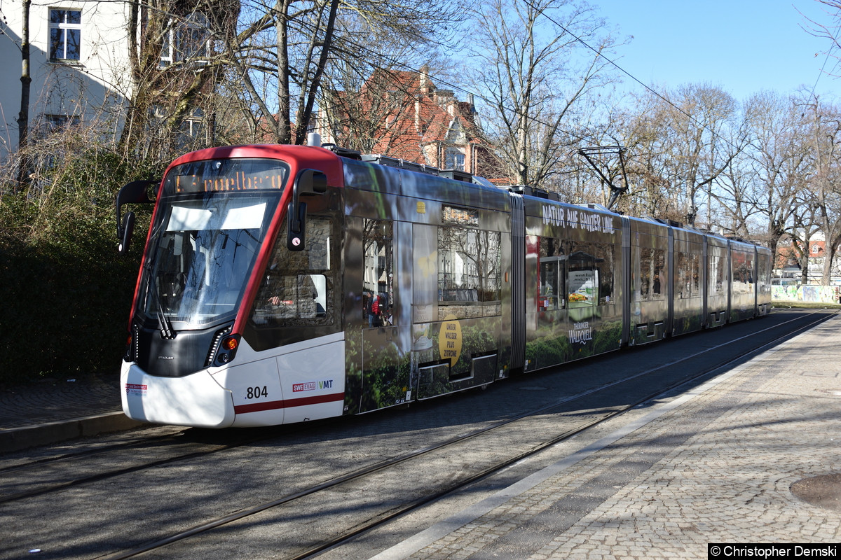 Tw 804 als Linie 4 an der Haltestelle Brühler Garten.