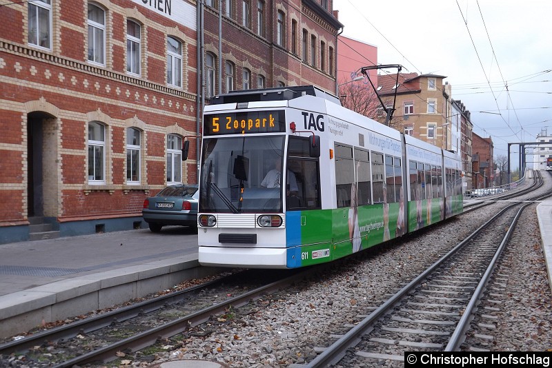 Bild: An der Haltestelle Grubenstraße in Richtung Zoopark.