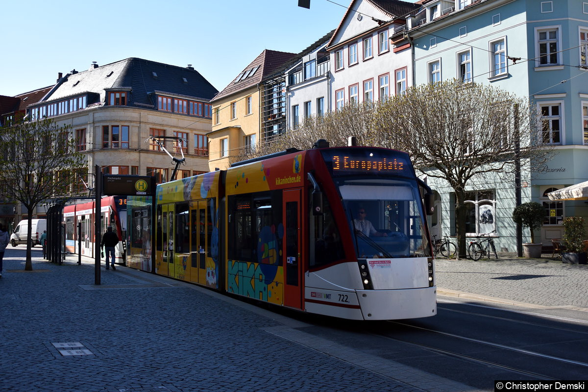 Bild: 722+724 als Linie 3 an der Haltestelle Fischmarkt.