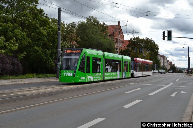 Bild: TW 719+707 als Linie 3 auf der Nordhäuser Straße / Höhe Alte Zahnklinik.