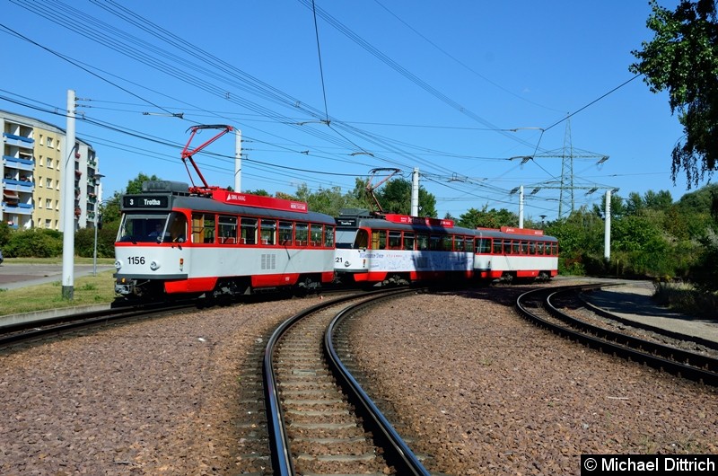 1156 + 1221 + 222 als Linie 3 beim Erreichen der Abfahrthaltestelle Beesen.